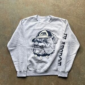 Flat Spot Records Bulldog Graphic Crewneck Sweatshirt Men's Gray FSR